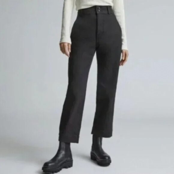 Everlane The Organic Straight Leg Pant Womens 12 Black - Picture 1 of 14